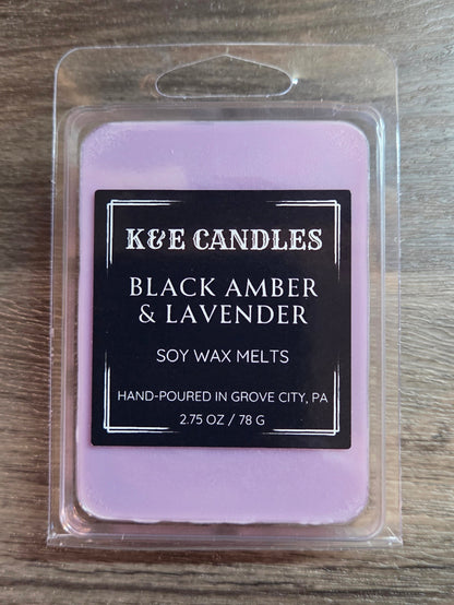 Black Amber & Lavender Soy Wax Melt (2.75oz/78g)